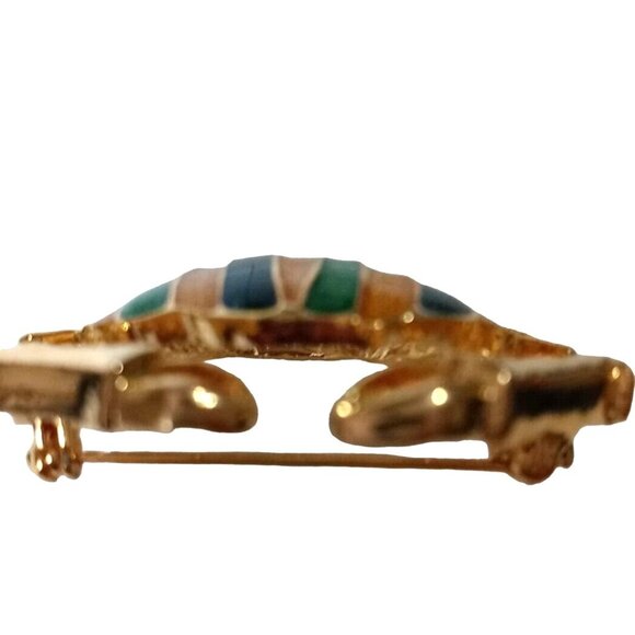 Whimsy Crab Pin Brooch Gold Tone Blue Green Shimmer Enamel Summer Fash Figural - Picture 6 of 7